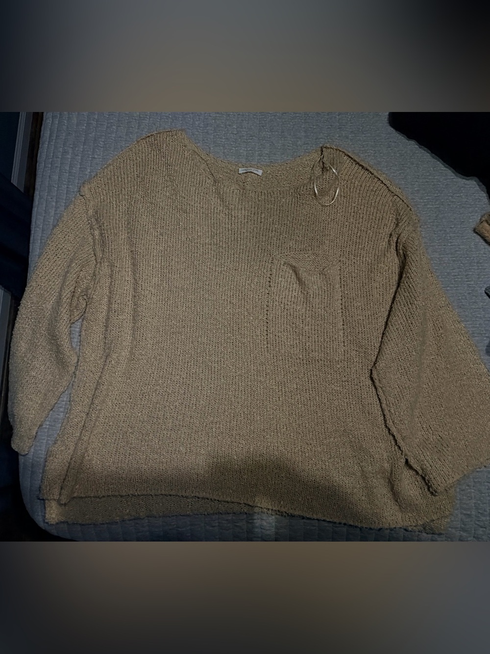 Women Knit Pullover Sweater in Tan